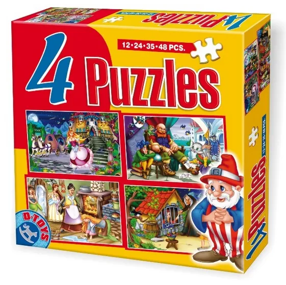 4 Puzzles - Contes et Légendes : Cendrillon, Hansel et Gretel, Le Chat Botté