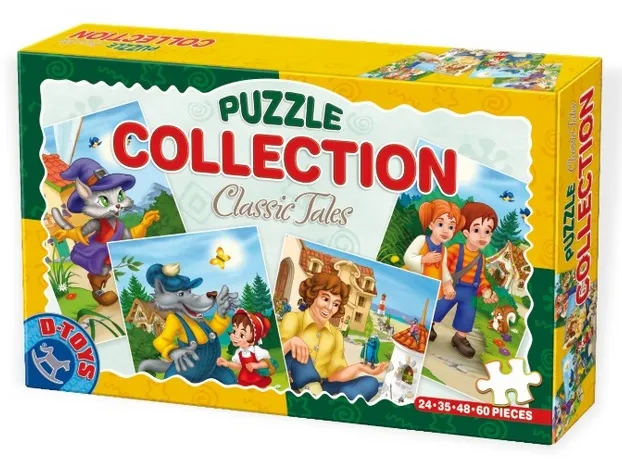 4 Puzzles - Contes et Légendes : Hansel et Gretel, Le Petit Chaperon Rouge, Le Chat Botté, Gulliver