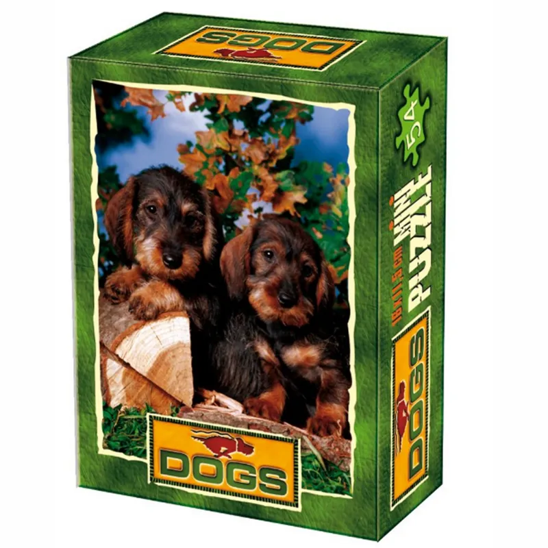 Mini Puzzle - Animaux domestiques - Deux chiots coupent du bois