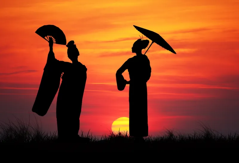 Collection Prestige et Exclusive : Geishas au soleil couchant