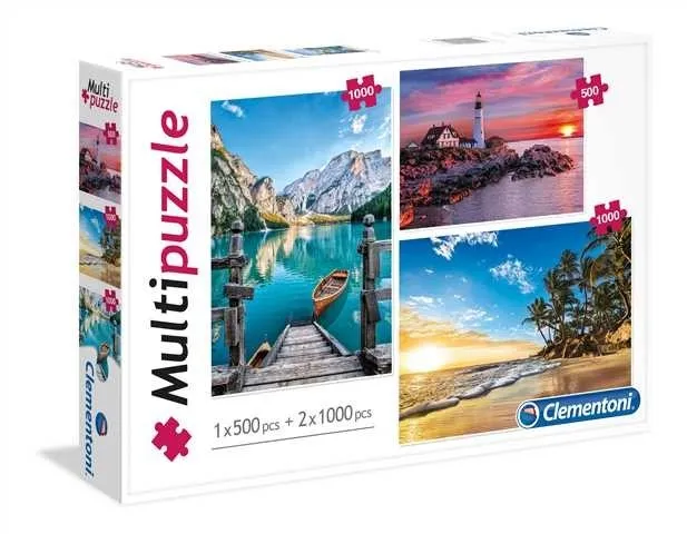 3 Puzzles - Montagne, Phare, Plage Paradisiaque
