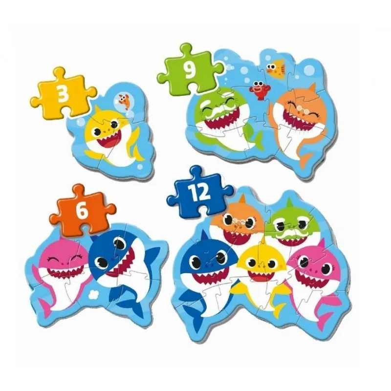 Baby Shark - 4 Puzzles Evolutifs (3/6/9/12 Pièces)