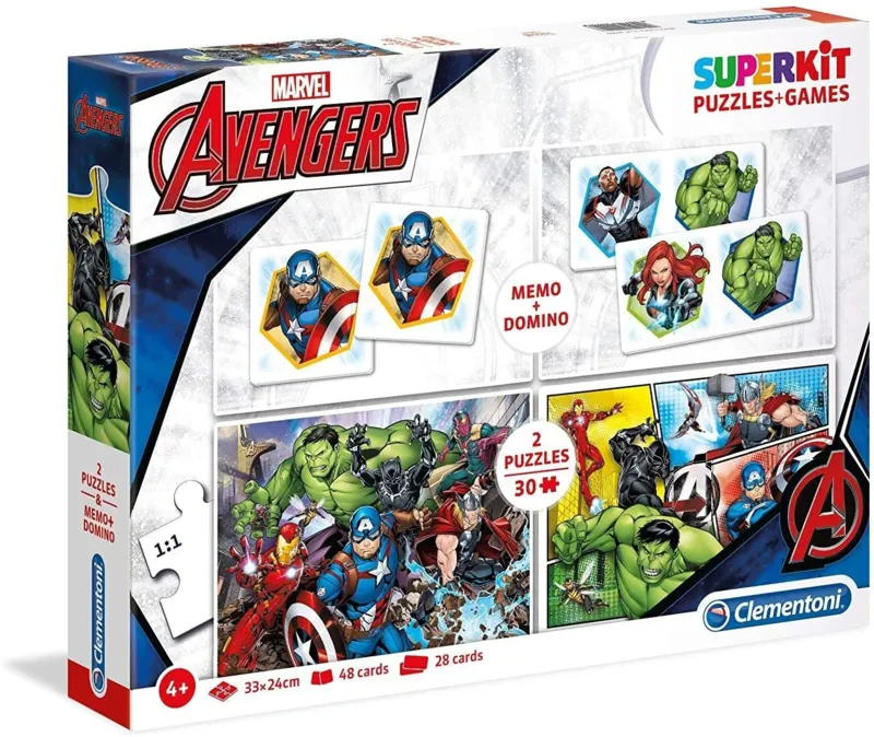 Superkit 4 en 1 - The Avengers (2 Puzzles + Memory + Domino)