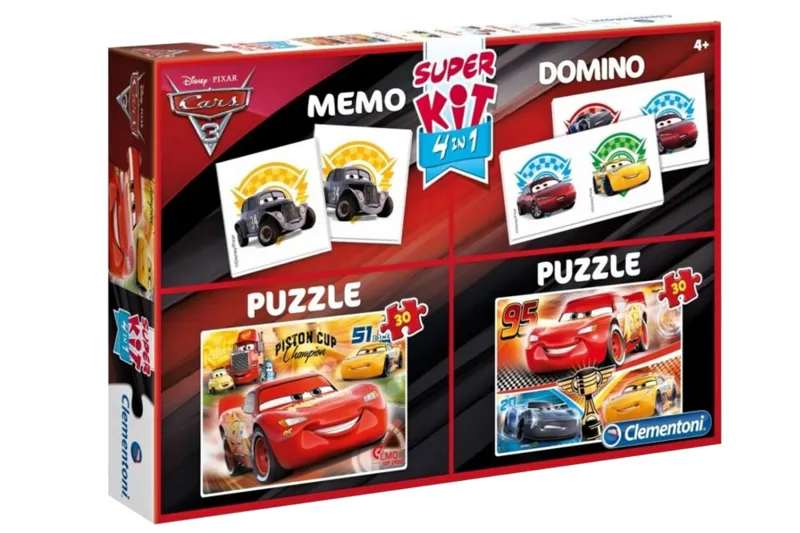 Super Kit 4 in 1 - Cars 3 - 2 Puzzles + Memo + Domino