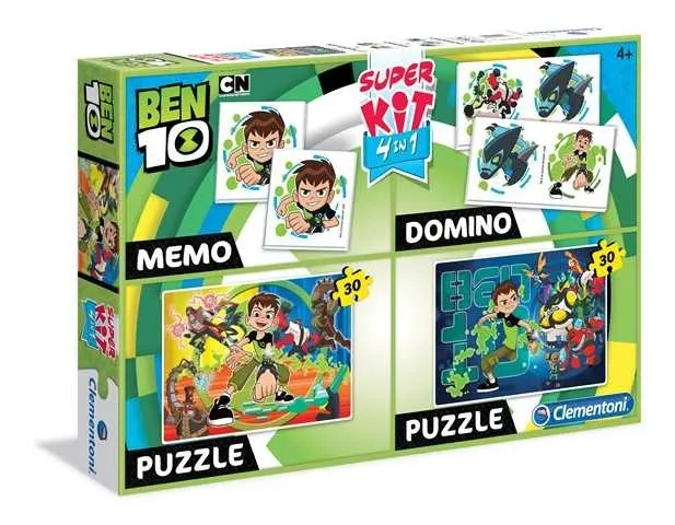Super Kit 4 in 1 - Ben 10 - 2 Puzzles + Memo + Domino