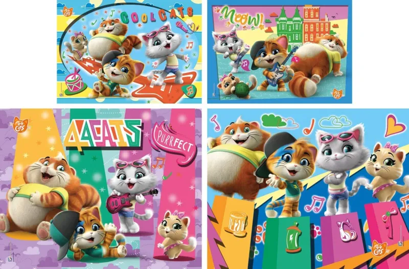 44 Cats - 4 Puzzles Evolutifs (20/60/100/180 Pièces)