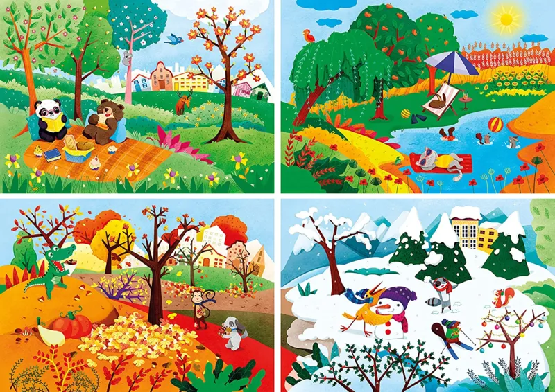 Les 4 Saisons - 4 Puzzles Evolutifs (20/60/100/180 Pièces)