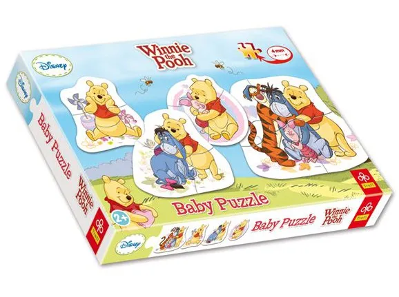 4 mini Puzzles forme : Winnie l'Ourson et ses amis