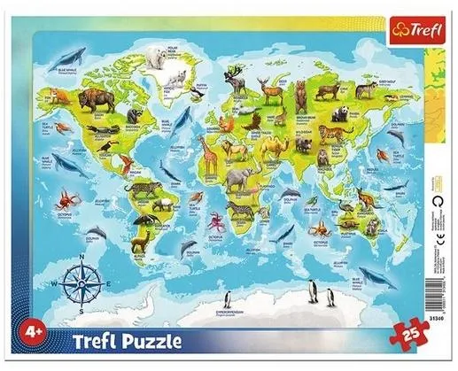 Puzzle Cadre - Carte du Monde Des animaux