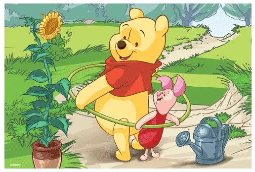 Winnie l'Ourson fait du cerceau avec Porcinet