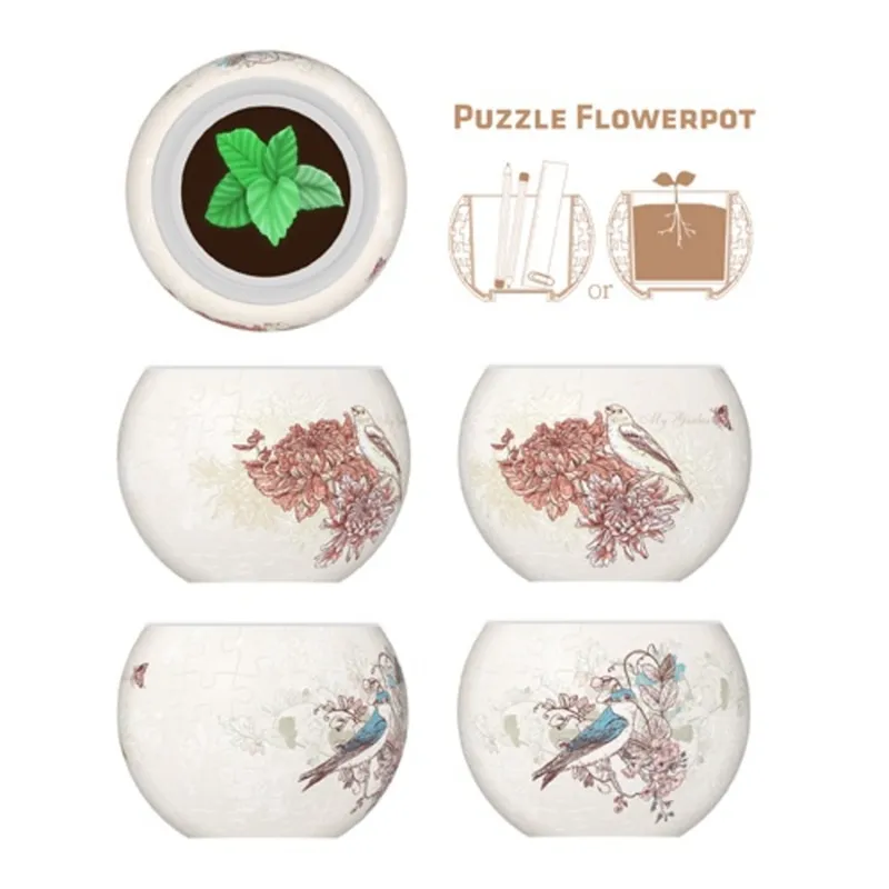 Puzzle 3D - Flower Pot - Singing Birds and Flowers