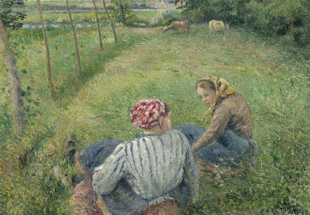 Camille Pissarro : Jeunes Paysannes se Reposant dans les Champs Près de Pontoise, 1882