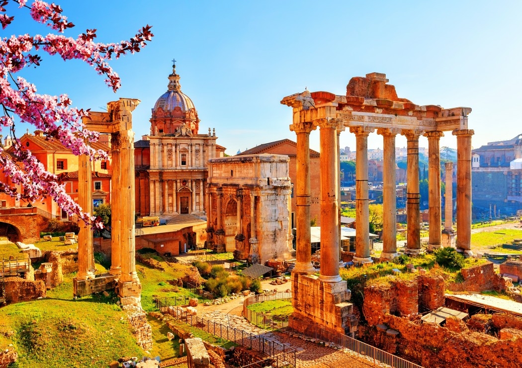 Roman Ruins in Spring, Italy