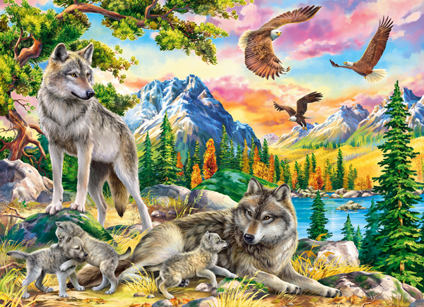 Famille de Loups et Aigles.