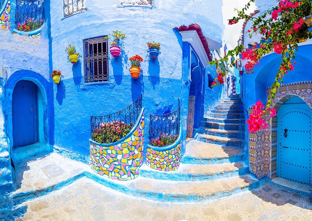 Rue Turquoise à Chefchaouen, Maroc