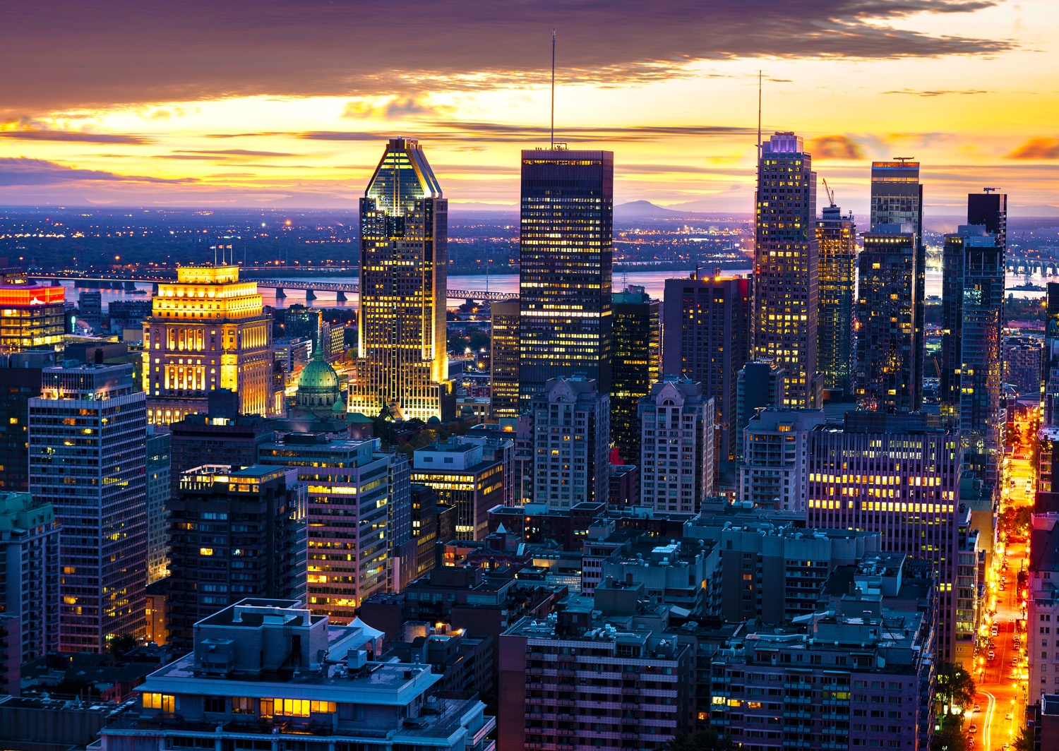 Skyline de Montréal de Nuit, Canada