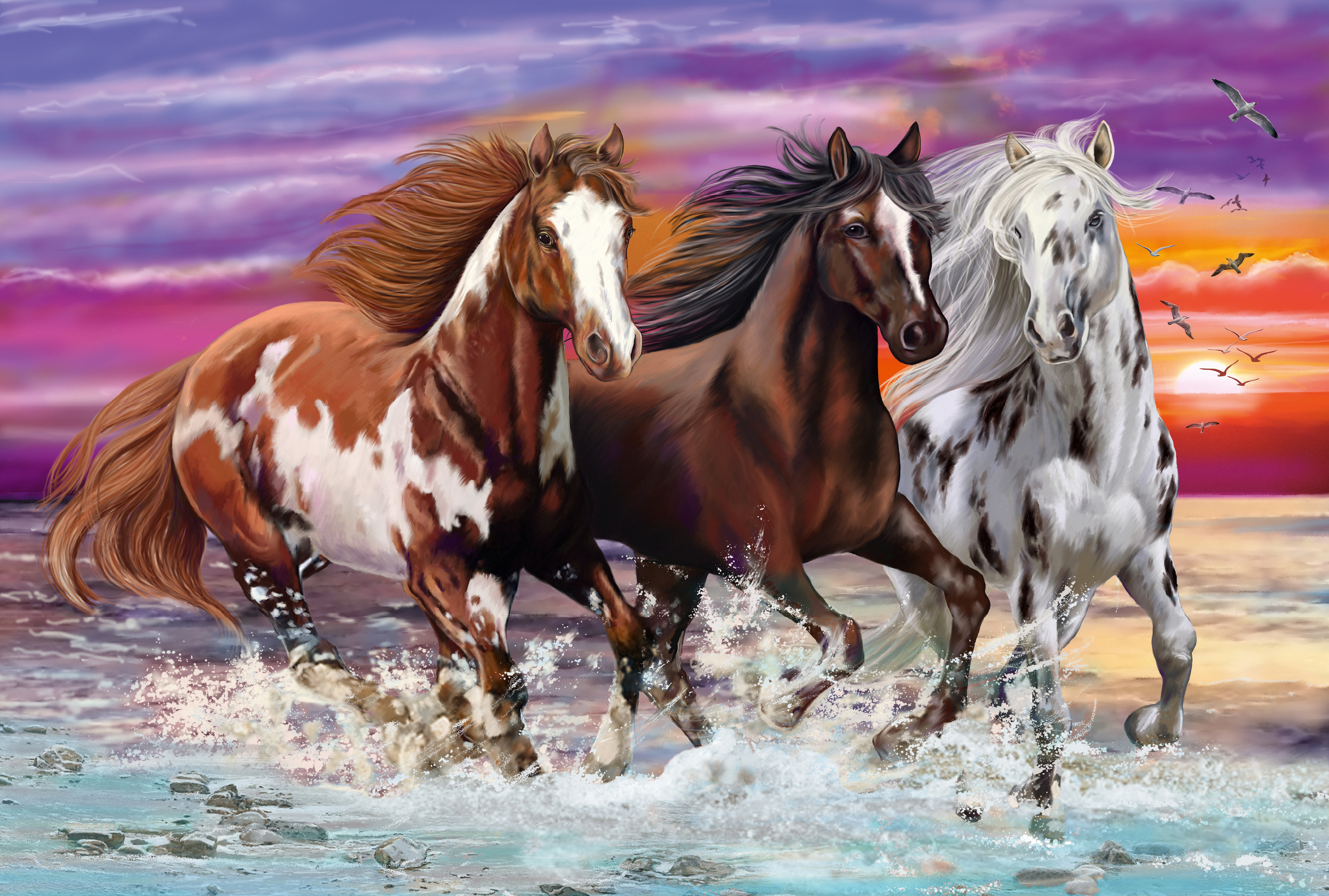 Trio de Chevaux Sauvages