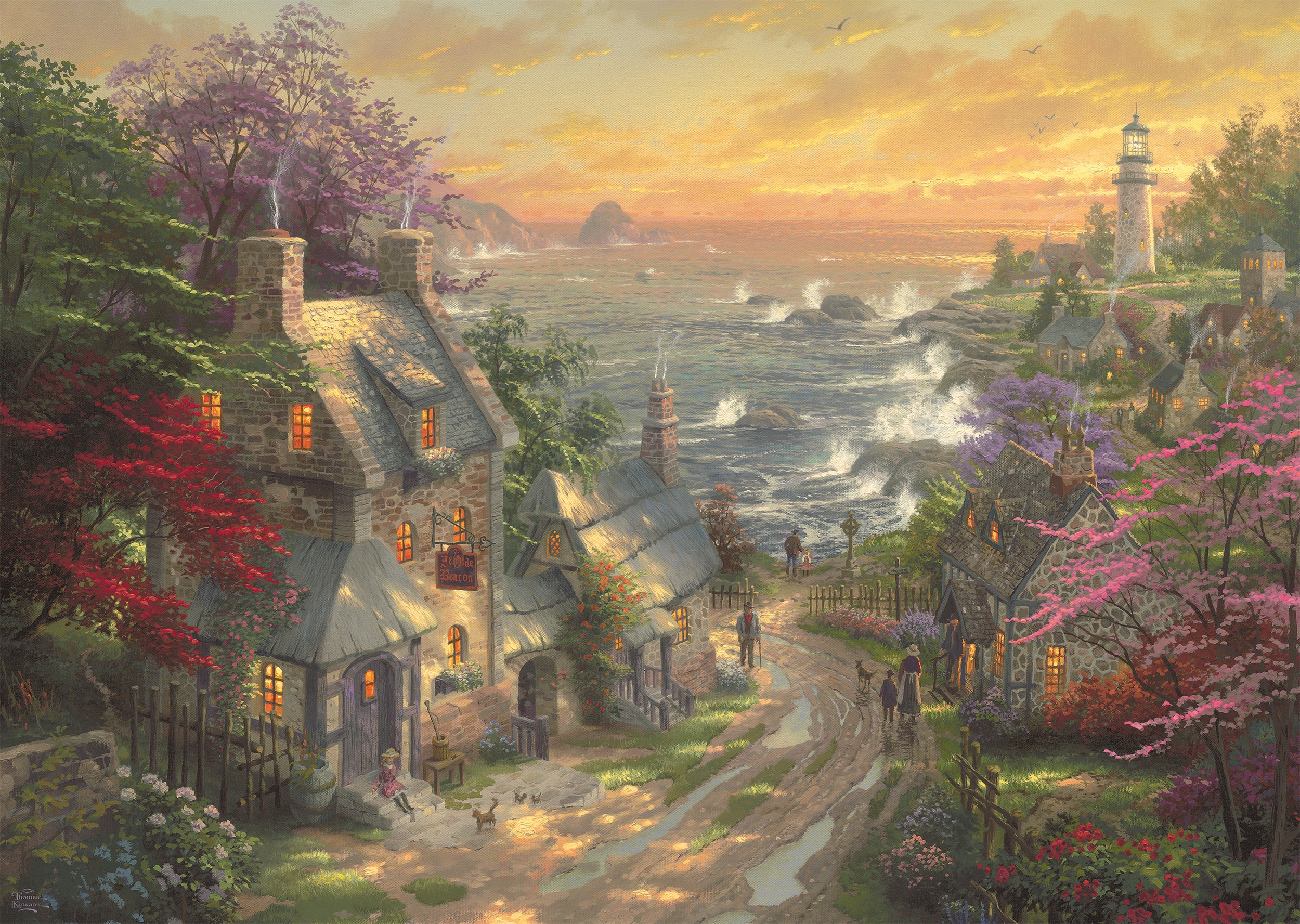 Thomas Kinkade - Le Cottage et le Phare