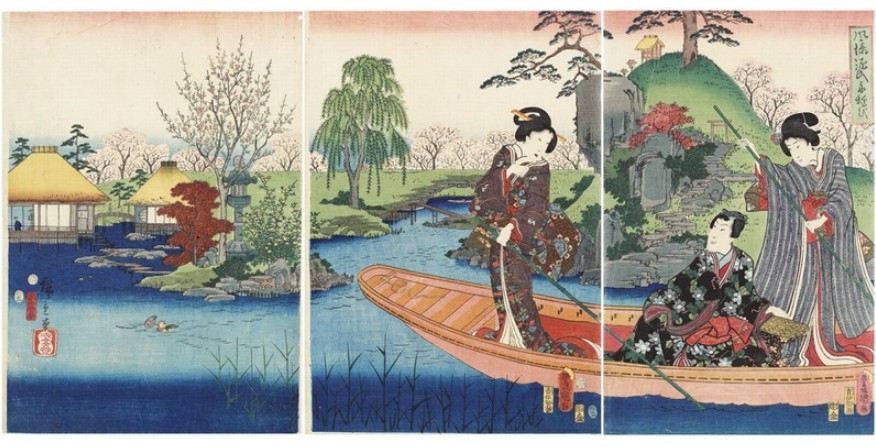 Puzzle en Bois Découpé à la Main - Utagawa Kunisada - La Barque