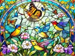 Stained Glass - Oiseaux Chanteurs et Papillons