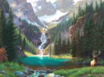 Mark Keathley - Elk at the Waterfall