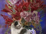 Pièces XXL - Chat et Fleurs Asiatiques