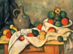 Paul Cézanne : Rideau, Cruche et un Bol de Fruits, 1893-1894