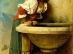 Léon Bonnat : Fille Romaine à la Fontaine, 1875