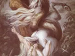 Henry Fuseli : Cavalier attaqué par un Serpent Géant, vers 1800
