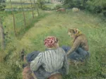 Camille Pissarro : Jeunes Paysannes se Reposant dans les Champs Près de Pontoise, 1882