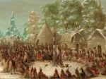 George Catlin : Fête de La Salle dans le village de l'Illinois. 2 janvier 1680, 1847-1848