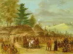 George Catlin : Chef des Indiens de Taensa recevant La Salle le 20 mars 1682, 1847-1848