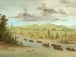 George Catlin : L'expedition de La Salle En entrant dans le Mississippi à Canoës le 6 février 1682,