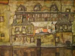 Egon Schiele : Façade sur la rivière, 1915