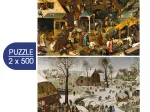 2 Puzzles - L'Art de Pieter Brueghel : Proverbes Flamands - Le Dénombrement de Bethléem