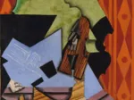 Juan Gris: Violine und Spielkarten auf einer Tabelle, 1913