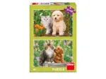 2 Puzzles - Chien et Chat dans le Jardin