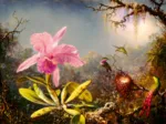 Martin Johnson Heade - Cattleya Orchid and Three Hummingbirds, 1871