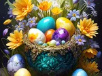 Oeufs de Pâques et Fleurs Oeufs de Pâques et Fleurs