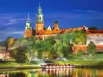 Pologne, Cracovie : Château Wawel la Nuit