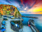 Port de Manarola au Coucher du Soleil, Cinque Terre, Italie