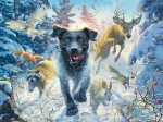 Labrador Noir dans la Neige