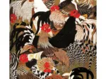 Puzzle en Bois Découpé à la Main - Art Japonais : Coqs Et Poules
