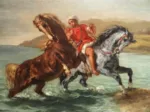 Puzzle en Bois Découpé à la Main - Delacroix - Chevaux Sortant De La Mer