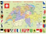 Puzzle en Bois Découpé à la Main - Carte De La Suisse