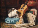 Puzzle en Bois Découpé à la Main - Henriette Ronner-Knip - Leçon De Guitare