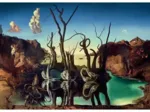 Art Collection - Dali - Cygnes se reflétant en éléphants