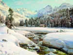 Peder Mørk Mønsted - Winter Landscape in Switzerland near Engadin