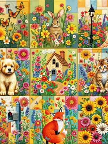Produit Patchwork d'un Jardin de Campagne Image
