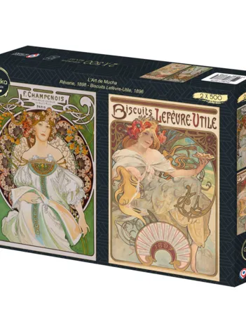 Produit 2 Puzzles - L'Art de Mucha : Rêverie, 1898 - Biscuits Lefèvre-Utile, 1896 Image